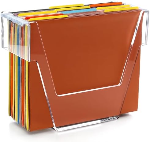 DINGHUO Hanging File Organizer, Letter Size Acrylic Hanging File Folder Frame, Portable File Holder Storage Rack for Desk Home Office or Cabinet - 1 Pack