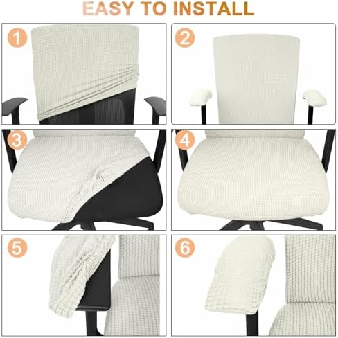Tallew 4 Pcs Office Chair Covers Stretchable Armrest Seat,XL,Cream White