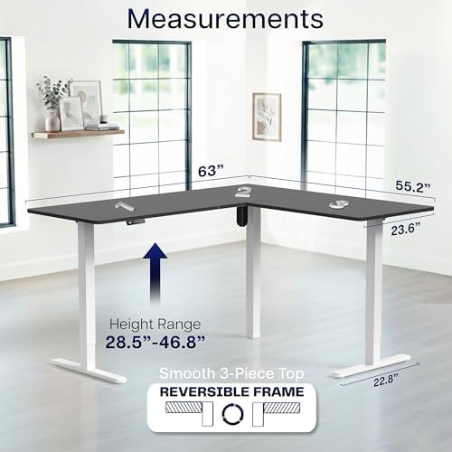 VIVO Black 63 x 55 in Corner Standing Desk, DESK-E3CTWB