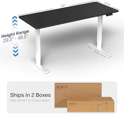 VIVO Black 60 x 24 in Standing Desk, DESK-KIT-1W6B