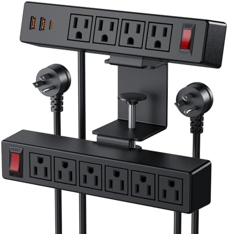 VILONG Desk Clamp Dual Layer Power Strip, 20W USB-C, 700J Surge Protector