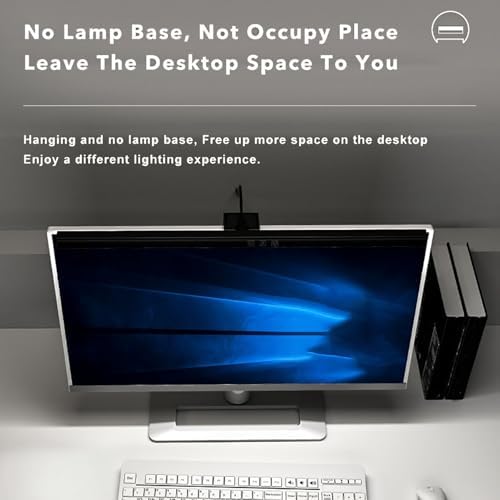 Computer Screen Light Bar, Dimmable Task Lamp, Anti Glare Eye Caring, USB Powered Reading Light, with Touch Switch, for Home Office Desk, Adjustable Aluminum Clamp