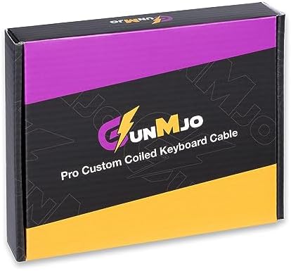 GUNMJO Pro Custom Coiled USB C Cable for Gaming Keyboard, Double-Sleeved Mechanical Keyboard Cable with Detachable Metal Aviator, 1.5M USB-C to USB-A, Black Pink