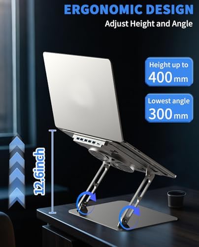 SOUNDANCE Adjustable Laptop Cooling Pad, 4 USB 3.0 Hubs, 10-16", Silver