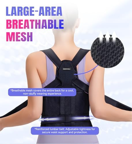 Posture Brace for Women & Men - Adjustable Back Brace for Spine Alignment, Shoulder Support, and Pain Relief from Scoliosis & Hunchback – Comfortable Posture Corrector Brace (Large)