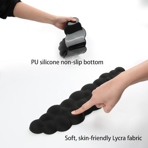 Premium Quality Cloud Wrist Rest Keyboard & Mouse Pad Set – Ergonomic Memory Foam Desk Accessories with Wrist Support for Office & Gaming – Black Fabric