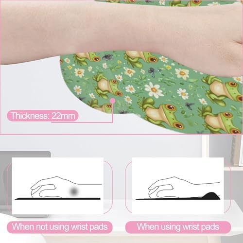 Funny Frog Butterfly Flower Mouse Pad with Wrist Rest Set, 3-in-1 Wrist Support Mousepad Set, Gaming Mat Pad with Anti-Skid Base,Ergonomic Memory Foam Mouse Pad Set for Women, Office, Typing, Gaming