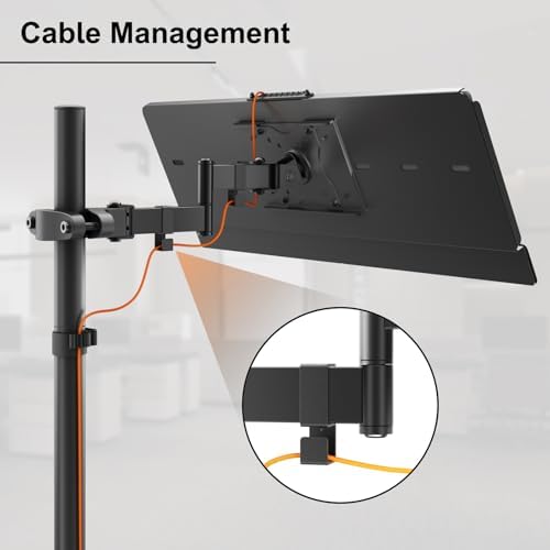 PUTORSEN Keyboard Tray Pole Mount - Keyboard & Mouse Mount fits Most Standard and Oversized Keyboards, Tilt & Rotation, Holds up to 2.2lbs, Black