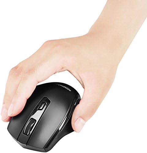 Amazon Basics Portable Wireless Computer Mouse, Ergonomic, 2.4 GHz Optical, DPI Adjustable, Easy to Use, Compatible with PC, Mac, Laptop, Black (Pack of 2)