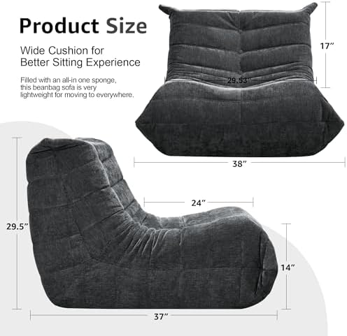 Hobestluk Adults Bean Bag Chair Faux Fur BeanBag Couch for Living Room