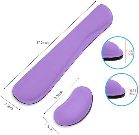 Keyboard Wrist Rest and Mouse Wrist Rest Set - Ergonomic Memory Foam Wrist Cushion - for Wrist Support on Computer, Laptop, Office, Playing Games, Typing Relieves Wrist Pain Purple