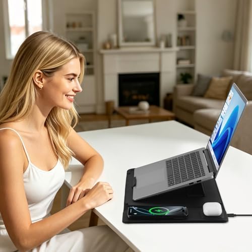 Laptop Sleeve Bag with Stand and Wireless Charger for MacBook Air 13.6 inch/Pro 14, MacBook Pro/Air/Neo 13, Bag for 14 inch Laptops with Wireless Charging 3 in 1