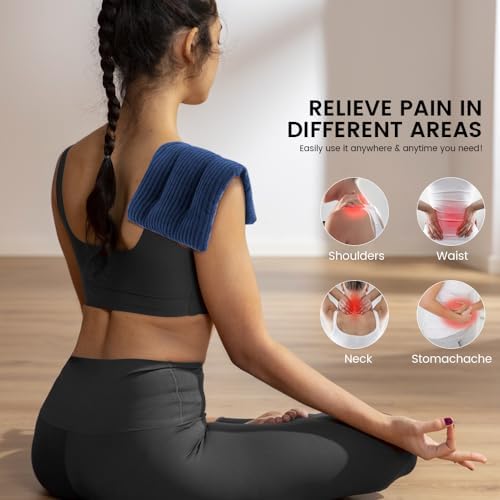 Mini Microwave Heating Pad - 2 Pack, Moist Heat Pack Pillow Warm Compress for Neck, Shoulders, Knee, Wrist, Abdomen (Dark Blue)