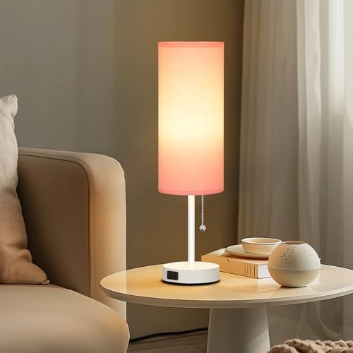 Dott Arts 18" Table Lamp for Bedroom, 3-Color Bedside Lamps with Pull Chain