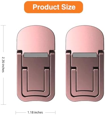 2PCS Metal Mini Foldable Laptop Stand, Portable Computer Keyboard Riser with 2 Adjustable Angles, Self-Adhesive Invisible Notebook Stand and Keyboard Lift for Desk (Pink)