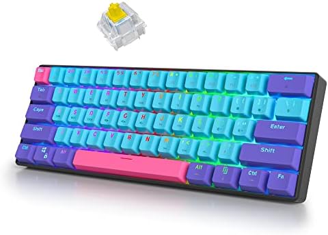 surmen 60% Wireless Gaming Keyboard 60 Percent RGB Backlit Hot-Swappable GT61 Mini Mechanical Keyboard Bluetooth Programmable (Gateron Yellow, Joker)