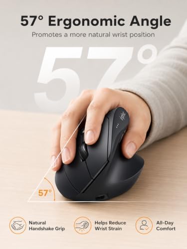 INPHIC X9 Pro Ergonomic Wireless Mouse 12800DPI Rechargeable Vertical Mouse