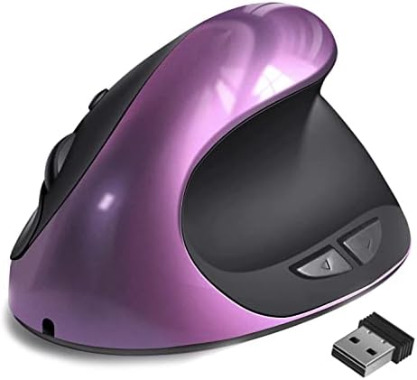 Ergonomic Mouse,Rechargeable Small Vertical Mouse with 6 Buttons Adjustable 800/1200/1600 DPI Purple Wireless Mouse for Laptop, Desktop, PC, MacBook