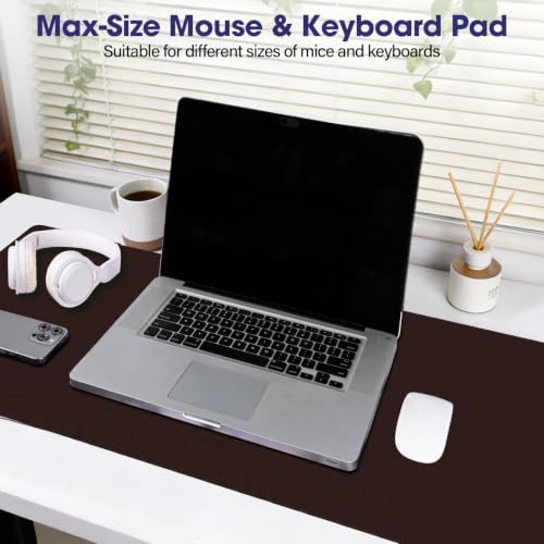31.5" x 15.7" Waterproof Fabric Mouse Mat, Rubber Anti-Slip Base, Brown