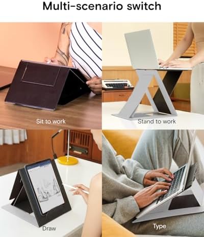 MOFT Folding Laptop Stand Lap Desk, Portable & Mini Computer Stand Laptop Desk for Travel and Home Office, Ergonomic Design with Adjustable Viewing Angles, Lightweight Computer Cooling Riser, Gray