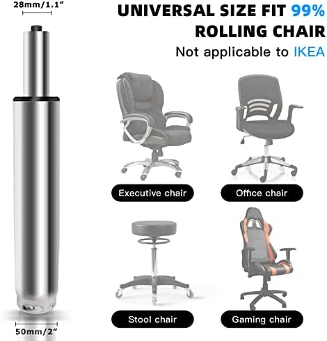 Omyoffice 5.5” Office Chair Cylinder Replacement, Class 4 Piston (Silver)