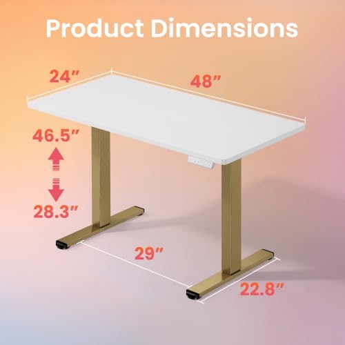 HUANUO 48x24 Inch Electric Standing Desk, Height Adjustable