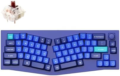 Keychron Q8 Wired Custom Mechanical Keyboard Knob Version, 65% Alice Layout QMK/VIA Programmable with Hot-swappable Gateron G Pro Brown Switch Double Gasket Compatible with Mac Windows Linux (Blue)