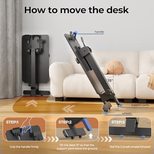 27" Portable Mobile Standing Desk, No-Assembly Needed, Black