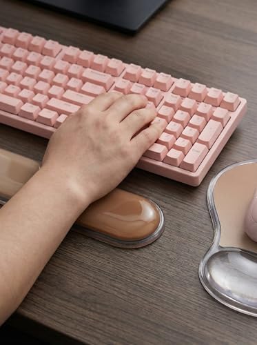 AUPET Ergonomic Gel Mouse Pad and Keyboard Wrist Rest Set, Crystal Gel Cushion Support, PU Base, Smooth Tracking Surface, Easy to Clean Desk Accessories for Office Home Laptop (Gradient Brown)