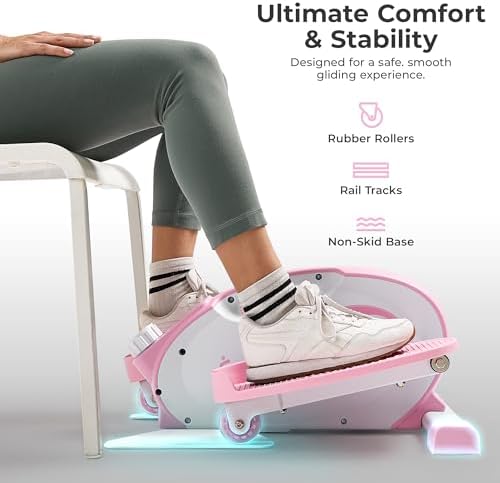 Sunny Health & Fitness Under Desk Pedal Elliptical Machine, Adjustable Resistance Leg Exerciser Office Home Workout While Sitting for Seniors