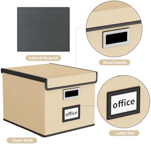 File Organizer Box with Lids, Collapsible File Folder Organizer