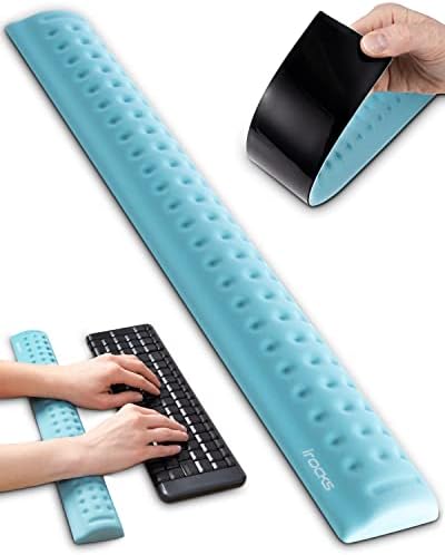 i-Rocks Memory Foam Keyboard Wrist Rest - Pain-Reducing Wrist Rest for Computer Keyboard - Non-Slip Rubber Base Wrist Rest - Cooling Keyboard Pad for Long Hours of Work, Studying, Gaming