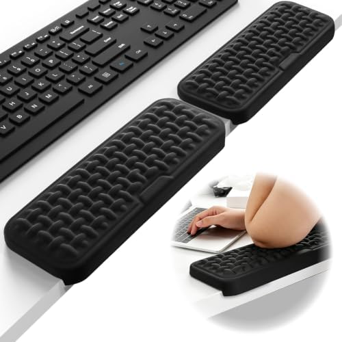 MEKASS L-Shaped Desk Elbow Pad for Desk, Memory Foam Elbow Support Padding with Non-Slip, Ergonomic Desk Edge Cushion, Wrist Comfort Support for Office Home 2 Pcs (Cross-Embossed Black)