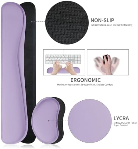 Keyboard and Mouse Pad, 3-in-1 Desk Mat Set Keyboard Wrist Rest