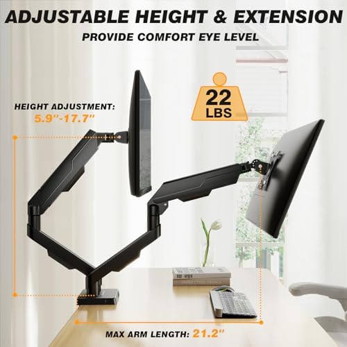 5Rcom Dual Monitor Stand for 17-34 Inch Computer Screens
