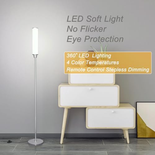 Nukanu Floor Lamp with Remote Control,Nickel