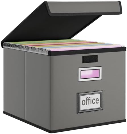 File Organizer Box with Lids, Collapsible File Folder Organizer