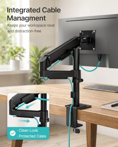 PEGZONE Single Monitor Arm for 17-32 Inch Screens, Holds up to19.8 lbs