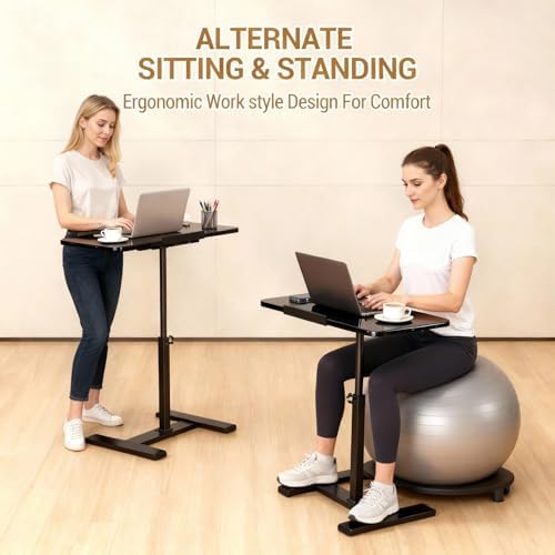 Rolling Adjustable Laptop Desk, Sit Stand Desk with Wheels