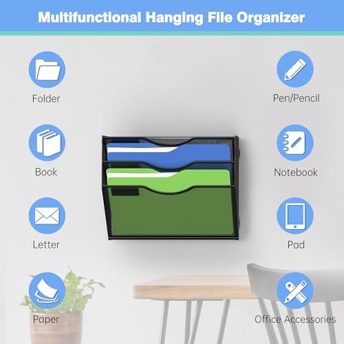 Kuntine.B Wall File Organizer Office Hanging Magazine Holder Wall File Organizer for Office Home