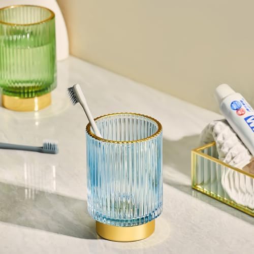 Makeup Brush Holder Organizer,Toothbrush Holders,Desk Pen Pencil Holder,Multifunctional Vintage Glass Brush Cup（S+L/White/A3-4-US）