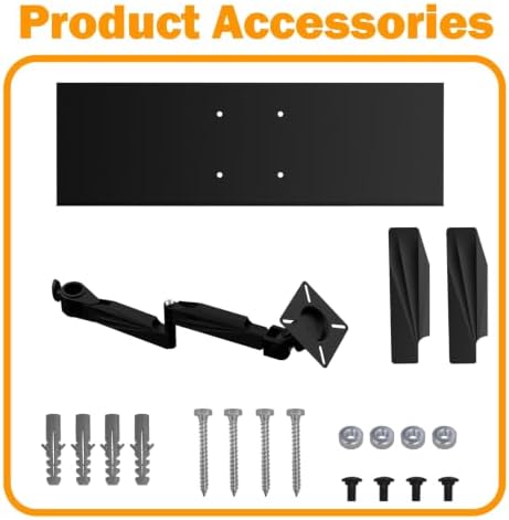 Wall Mount Aluminum Keyboard Tray Arm, 180° Rotation & 90° Tilt Ergonomic Keyboard Mouse Holder Holds 22 Lbs with Cable Management for Office Gaming Workstation