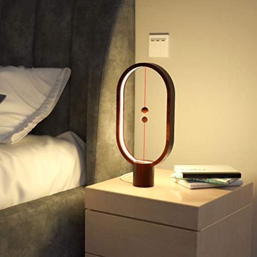 Allocacoc Heng Balance lamp, DesignNest, Switch on in mid-air, USB Powered LED Table lamp, magneticDesk lamp, Warm Eye-Care Lamp, Contemporary Soft Light, Office, Home (Dark Wood)