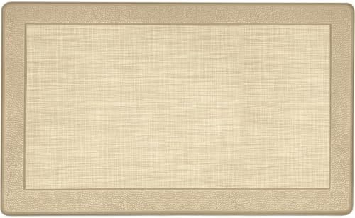 PowerSellerUSA Anti-Fatigue Clarke Comfort Floor Mat, Non-Slip Cushioned Standing Mat, ECO PVC Foam, Easy to Clean, for Kitchen, Bathroom, Living Room & Office Standing Desk, 18" x 30", Tan