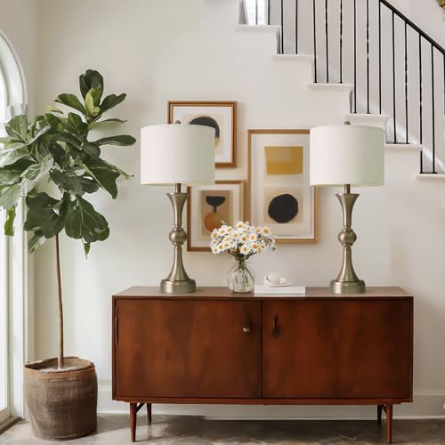 Oneach 28" Modern Table Lamps Set of 2 for Living Room Bedroom, USB A+C