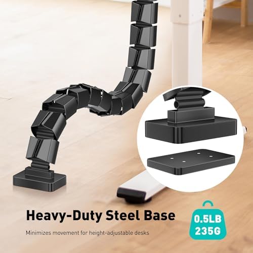 Magnetic Cable Management Spine, Instant Snap-On Wire Vertebrae for Metal Frame Gaming Desks, Dragon Bone Style Floor-to-Desk Cord Concealer for Steel Legs & Standing Desks