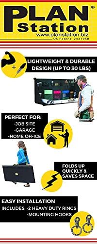 Mini Portable Standing Desk, Workbench, Work Station, Storage for Jobsite, Garage, Office, Shop, Hanging Work Surface, Black (WS3700)