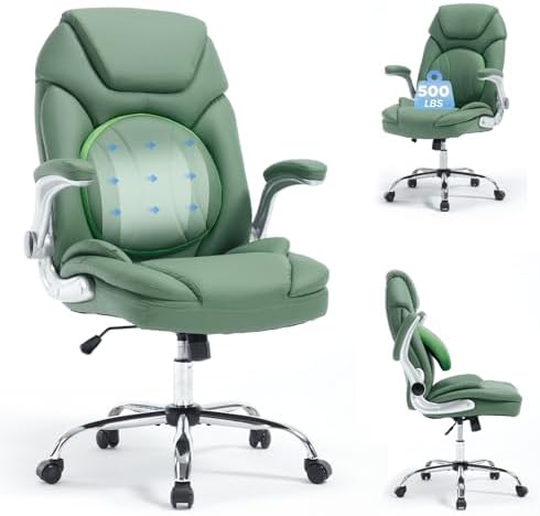 500lbs Heavy Duty Comfy Office Desk Chair for Low Back Pain Green