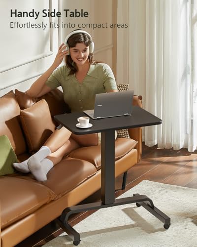 WALKINGDESK Height Adjustable Mobile Standing Desk with 360° Swivel Casters, 29"-45" Pneumatic Rolling Desk on Wheels, Perfect for Home Office, Bedroom, Living Room, Black