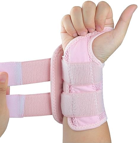 Carpal Tunnel Wrist Brace, Adjustable Wrist Support Brace, Night Wrist Sleep Supports Splints Arm Stabilizer (Right Hand, L/XL, Pink)
